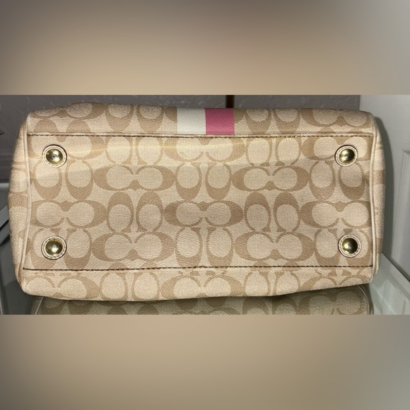 COACH HERITAGE STRIPE SIGNATURE C’s PVC BOSTON SATCHEL BAG WITH NO HANGTAG - Picture 14 of 17